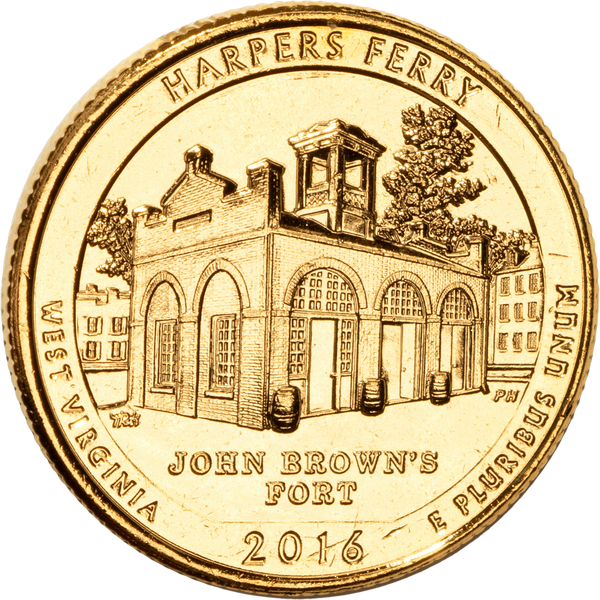 2016-P Gold-Plated Harpers Ferry National Historical Park Quarter