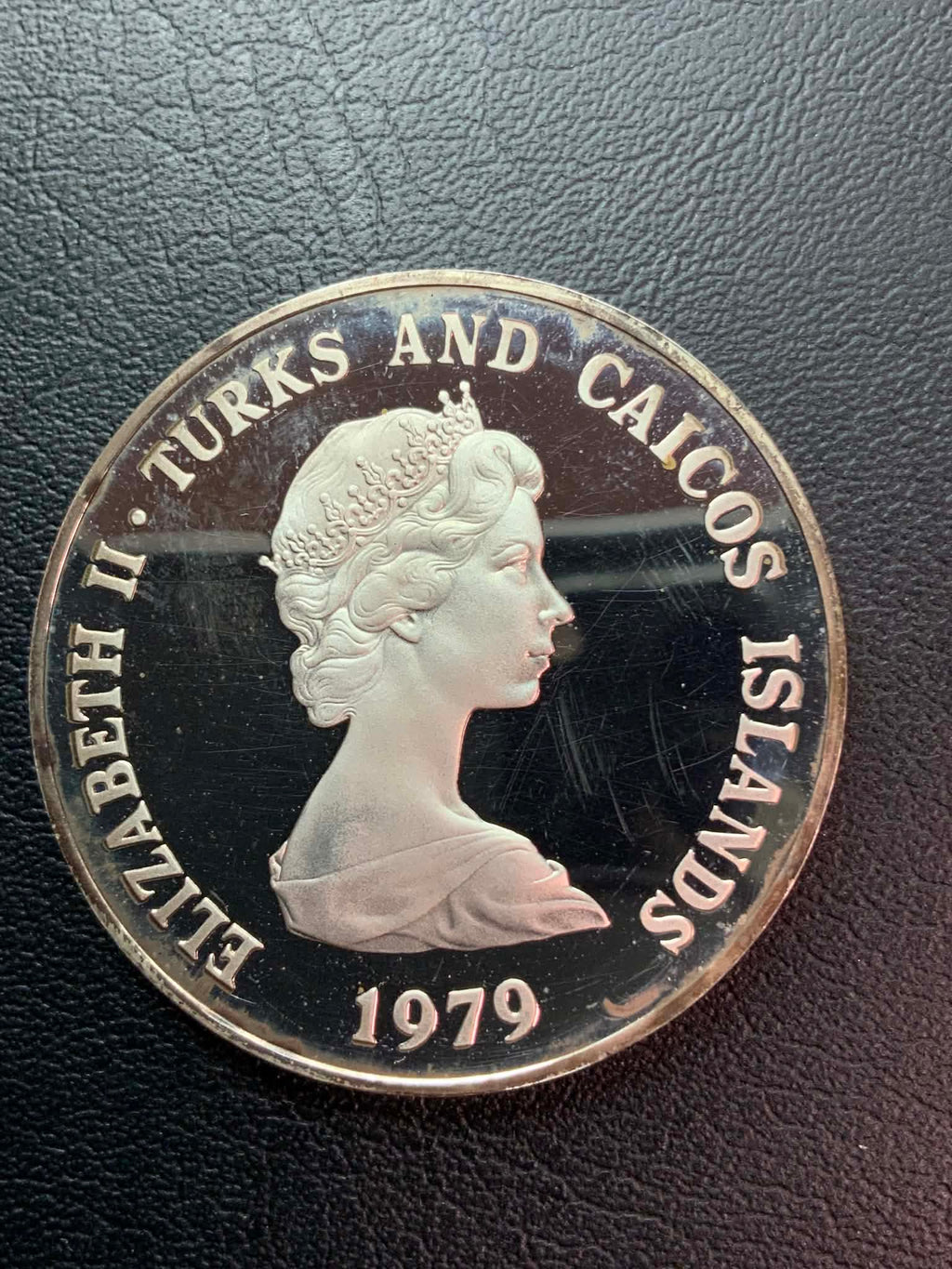 1979 Turks & Caicos 10 Crown Prince Charles Anniversary 1 Oz Silver