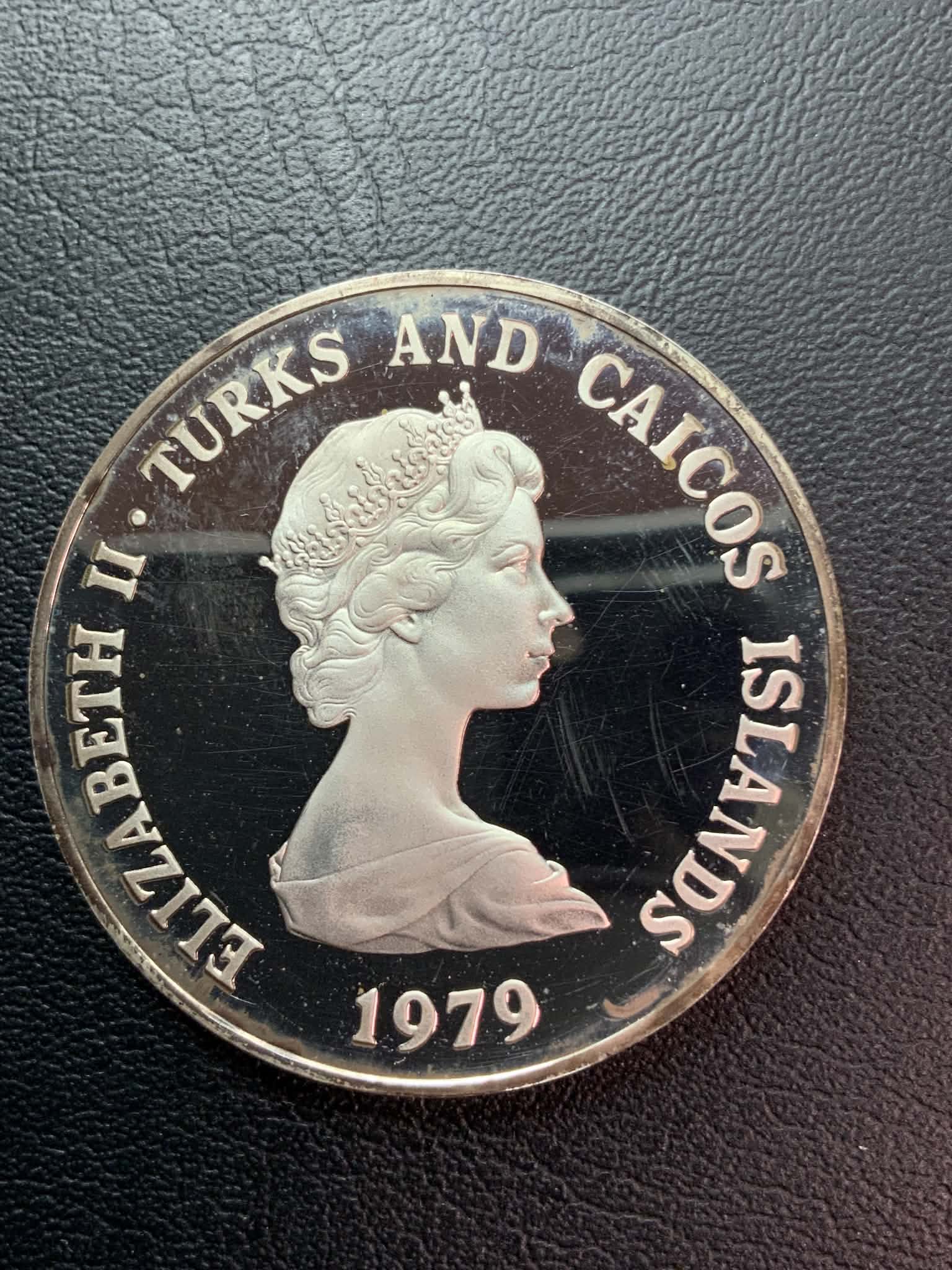 1979 Turks & Caicos 10 Crown Prince Charles Anniversary 1 Oz Silver