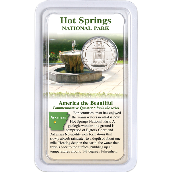 2010 Hot Springs America's National Park Quarter in Showpak, Uncirculated, MS60